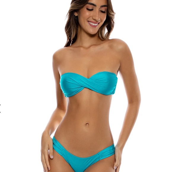 Luli Fama Other - Luli Fama Twist Bandeau Bikini Top - Mermaid, Size L